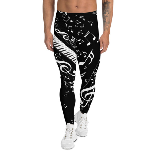 Music Notes Black Leggings for Men and women