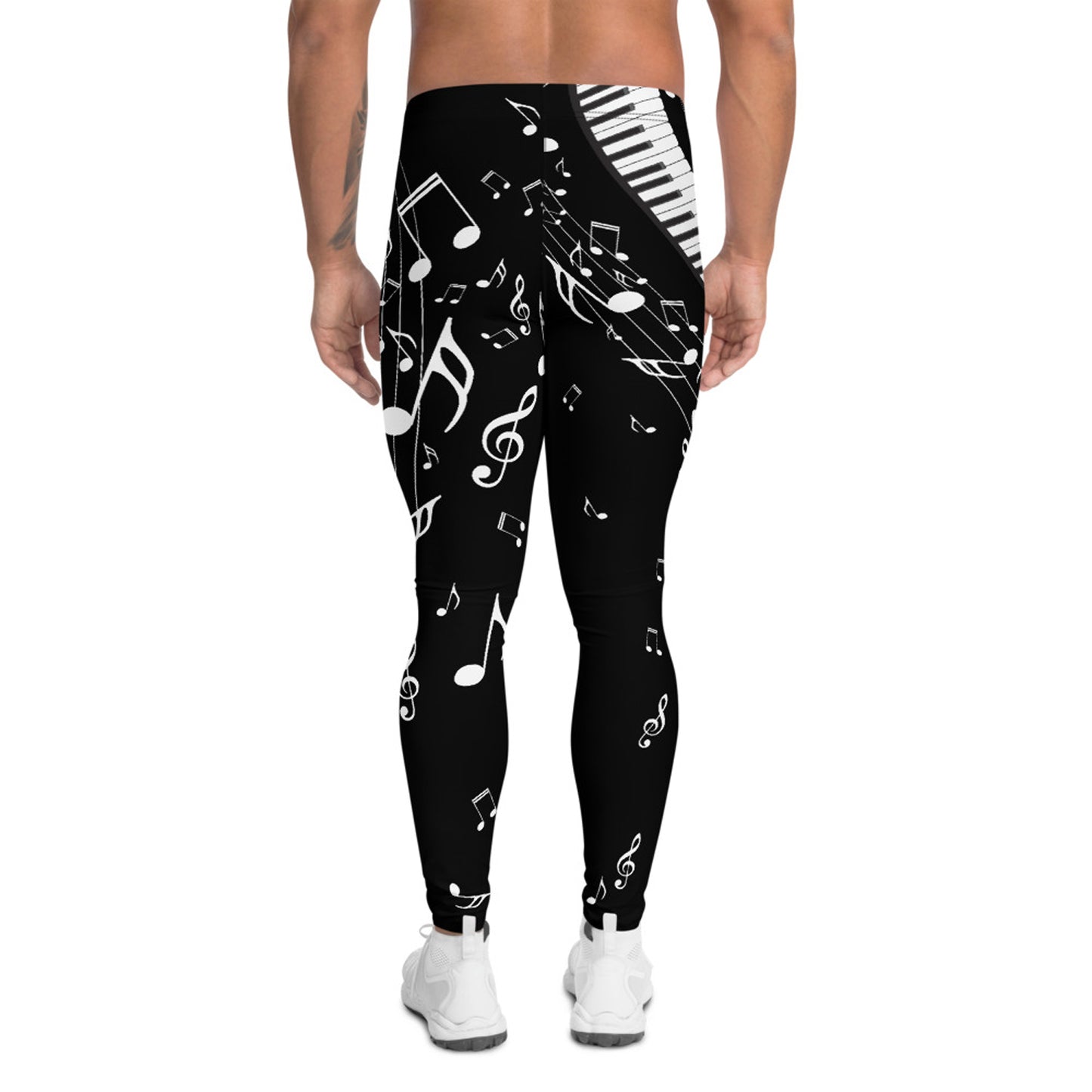 Music Notes Black Leggings for Men and women