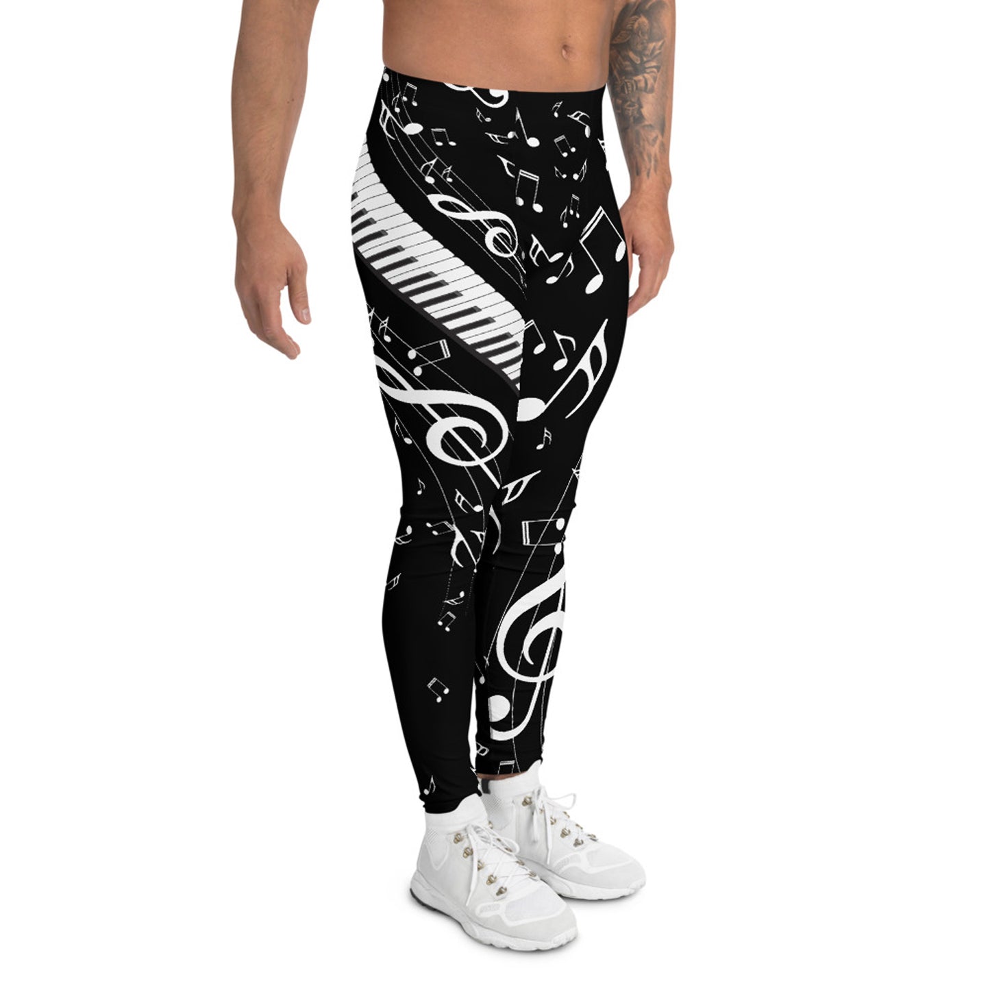 Music Notes Black Leggings for Men and women