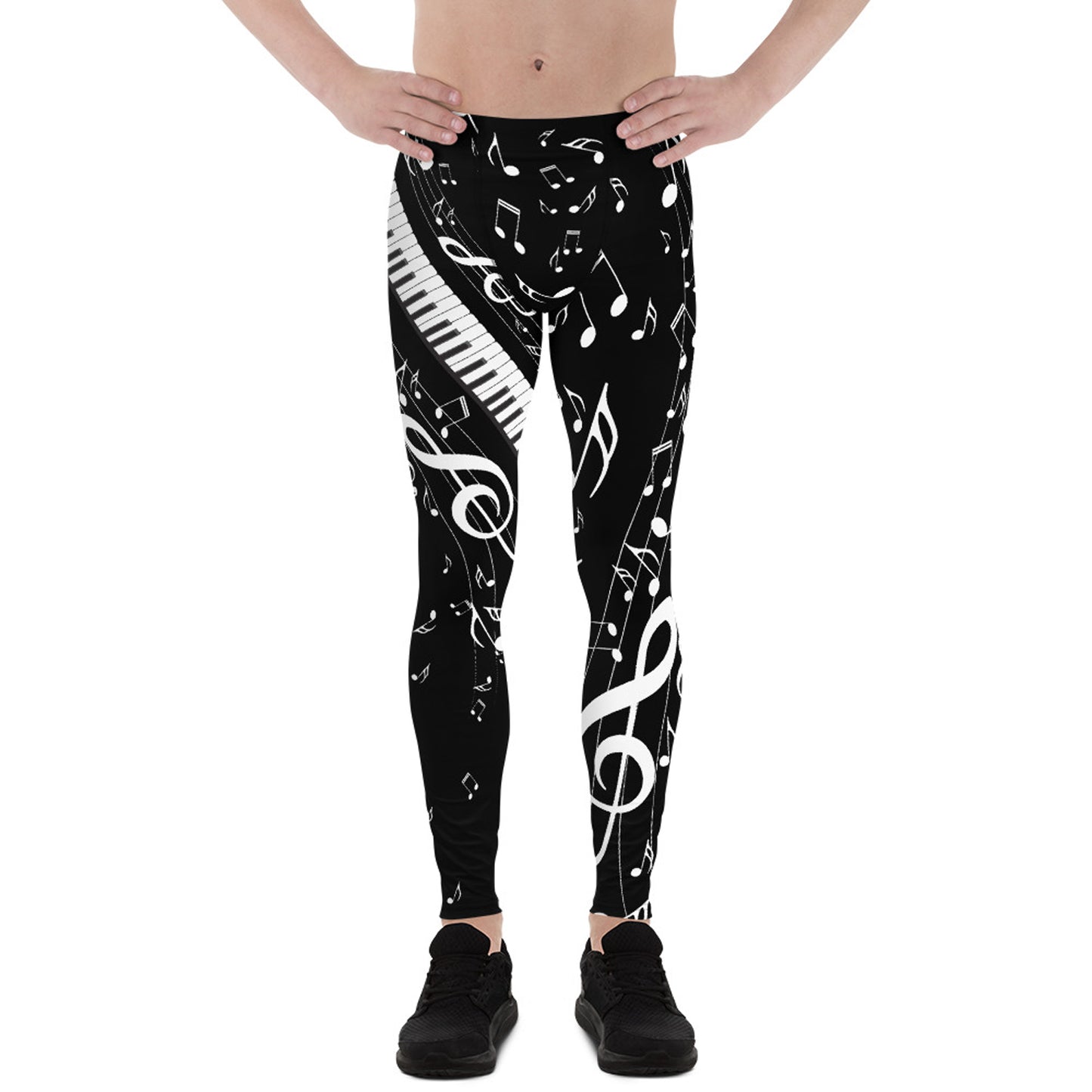 Music Notes Black Leggings for Men and women